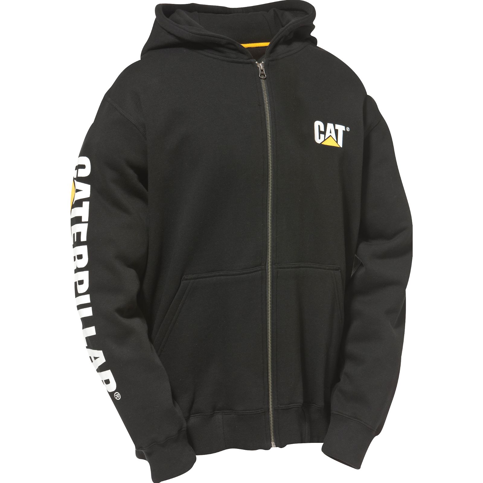 Caterpillar Clothing South Africa - Cat Men's Full Zip Hooded Sweatshirts Black AF2301845